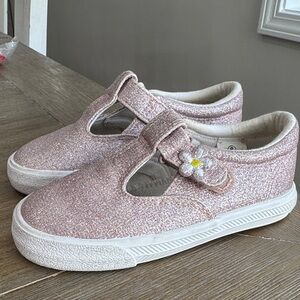 cupcakes & cashmere Pink Glitter Sneakers with Flower Detail